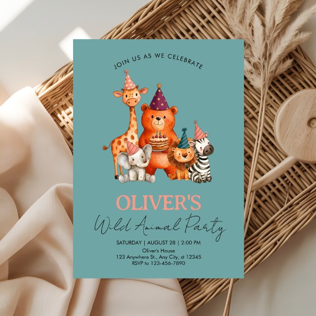 Jungle Safari Wild Animals Birthday Inbjudningar (Skapare uppladdad)