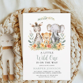 Jungle Safari Wild One Baby Shower Inbjudan