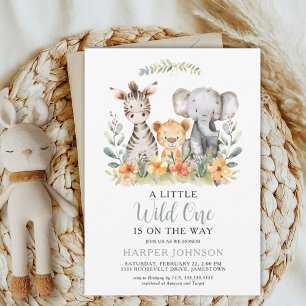Jungle Safari Wild One Baby Shower Inbjudan