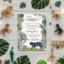 Jungle Safari Wild One Födelsedag Svart Panter