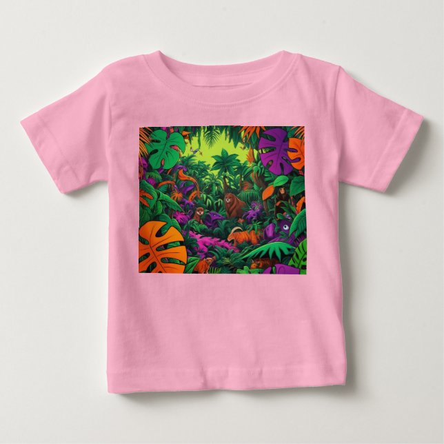 Jungle Scene Exotic Animals T-Shirt (Framsida)