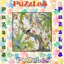 Jungle Scene Tropical Birds, Critters, Foliage Pussel
