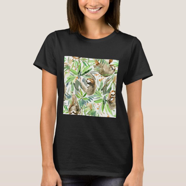 Jungle Sloth på Grönt T Shirt (Framsida)