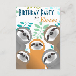 Jungle Sloths Födelsedagsfest inbjudan