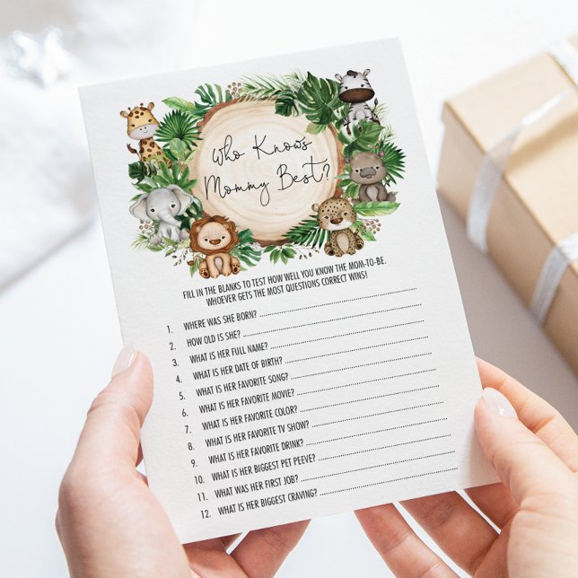 Jungle som känner till Mamma Best Baby Shower Game Inbjudningar (Skapare uppladdad)