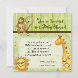 Jungle Spädbarn, Boy Baby Shower-inbjudan - Grönt Inbjudningar