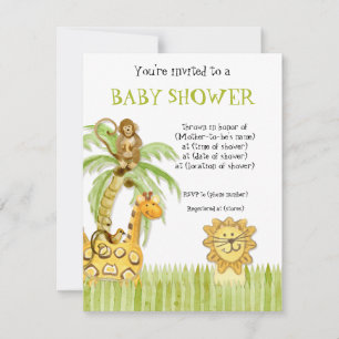 Jungle Spädbarn, Boy Baby Shower-inbjudan - Grönt Inbjudningar
