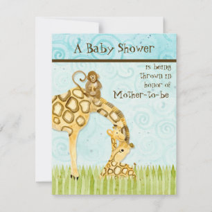 Jungle Spädbarn, Giraffe Baby Shower-inbjudan Inbjudningar