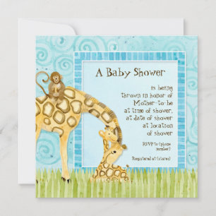 Jungle Spädbarn, Giraffe Baby Shower-inbjudan Inbjudningar