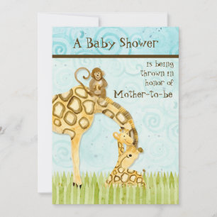 Jungle Spädbarn, Giraffe Baby Shower-inbjudan Inbjudningar