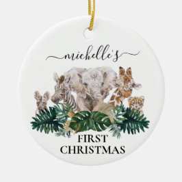 Jungle Spädbarn Safari African Baby jul 1:a jul Julgransprydnad Keramik