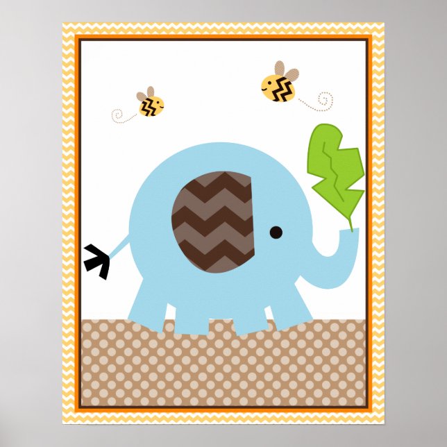 Jungle Stack Elephant Baby Nursery Art Poster (Framsidan)