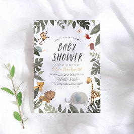 Jungle Storybook Illustration Boy Shower Inbjudningar