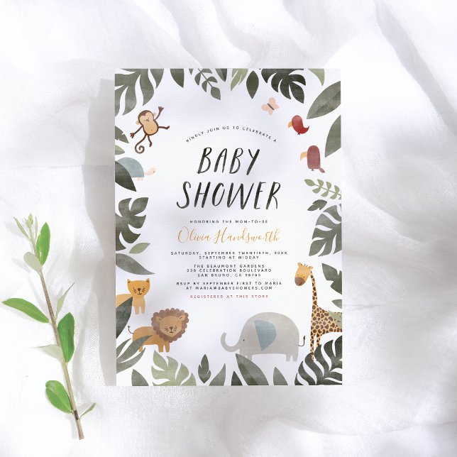 Jungle Storybook Illustration Boy Shower Inbjudningar (Skapare uppladdad)