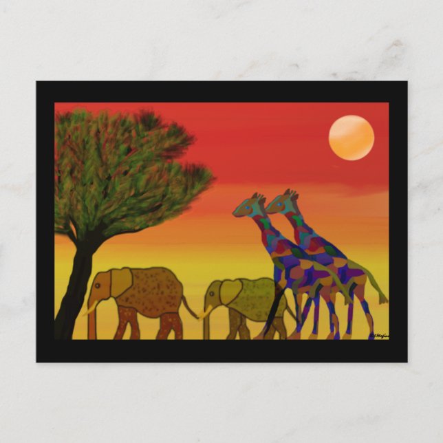 Jungle Sunset Postcard Vykort (Framsida)