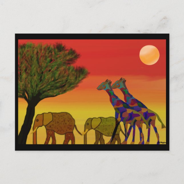 Jungle Sunset Postcard Vykort (Framsida)