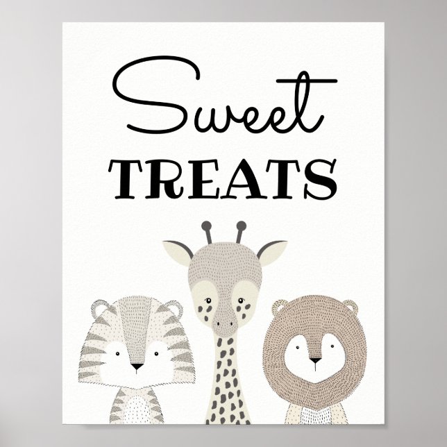 Jungle Sweet Treats Baby Shower Birthday Candy Pub Poster (Framsidan)