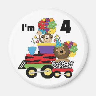 Jungle Tåg 4e födelsedagen Tshirts och Gifts Magnet