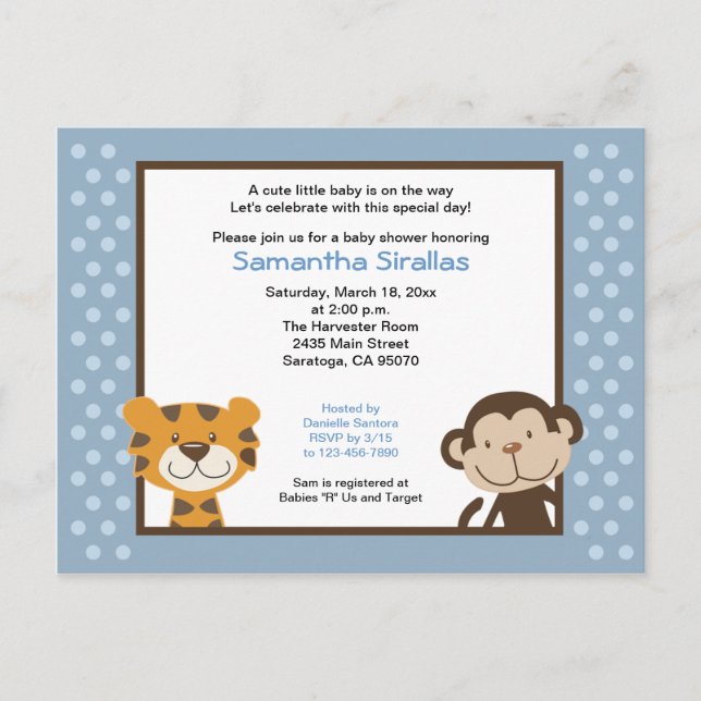 Jungle Tales Jungle Safari Baby Shower Post Card Inbjudan Vykort (Framsida)
