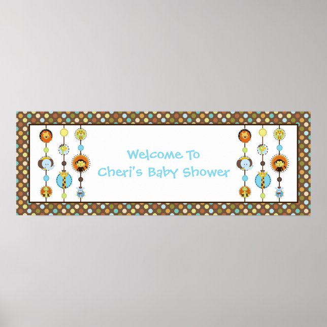 Jungle Tales Polka Dot Baby Shower Banner Poster (Framsidan)