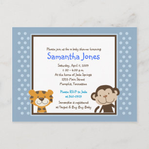 Jungle Tales Safari Blue Baby Shower-inbjudan Inbjudan Vykort