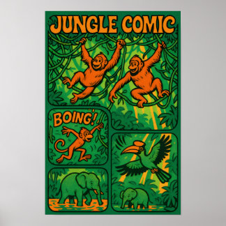 Jungle Tecknad Roligt Poster