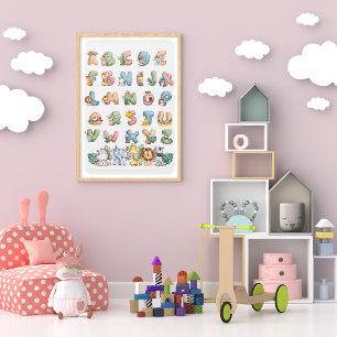 Jungle Theme Alphabets Kids rumsdekaler Poster