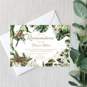 Jungle Theme Animals Quinceanera Party-inbjudan Spara Datumet