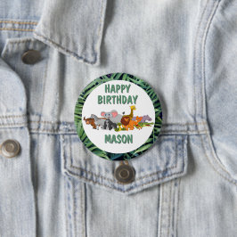 Jungle Theme Birthday Anpassningsbar Button Knapp