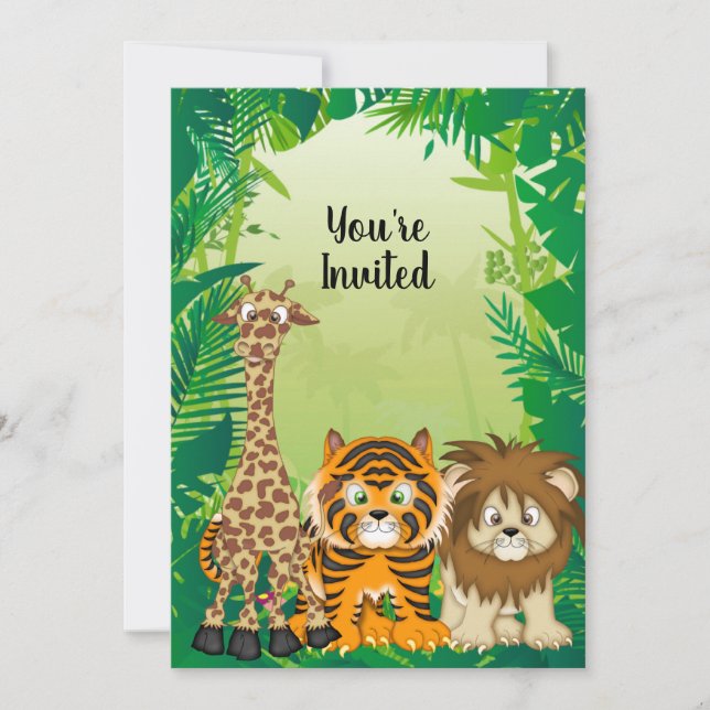 Jungle Theme Birthday-inbjudningar Inbjudningar (Framsida)