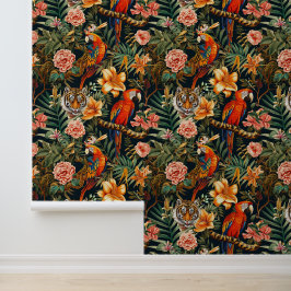 Jungle Theme Indian Stil Parrot Tiger Flower