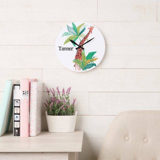 Jungle Theme Nursery Decor Stor Klocka (Läsesal)