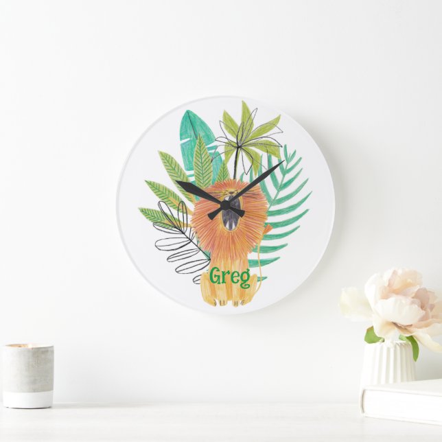Jungle Theme Nursery Decor Stor Klocka (Hem)