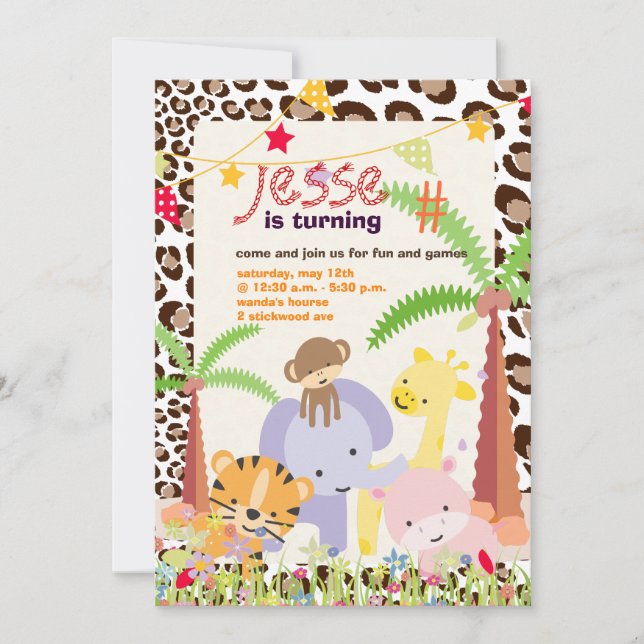 Jungle Theme/Personlig Party/foto Inbjudningar (Framsida)