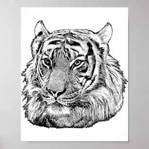 Jungle Tiger Ansikte safari djuroriginalkonst Poster