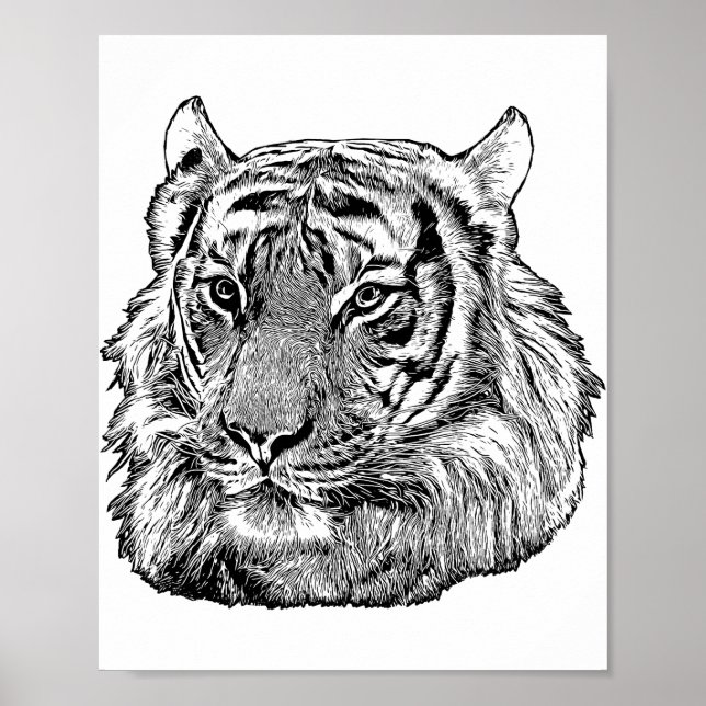 Jungle Tiger Ansikte safari djuroriginalkonst Poster (Framsidan)
