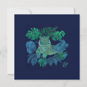 Jungle tiger blue julkort
