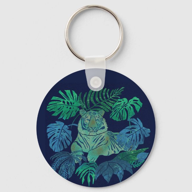 Jungle tiger blue nyckelring (Framsida)