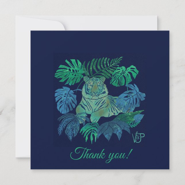 Jungle tiger blue tack kort (Framsida)