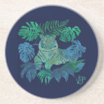 Jungle tiger blue underlägg<br><div class="desc">Tiger med djungelns löv i blått och turkos</div>
