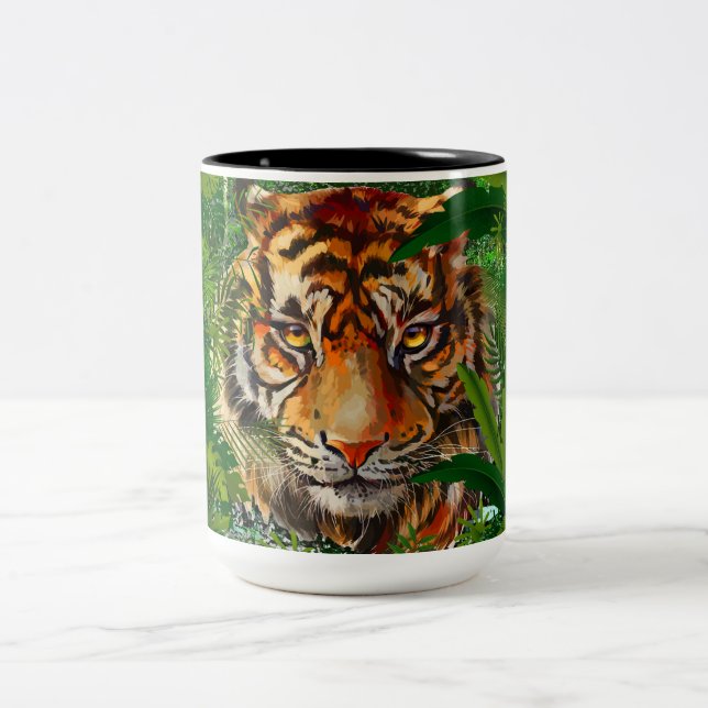 Jungle Tiger Coffee Mugg | Färggrafik i Kopp (Center)