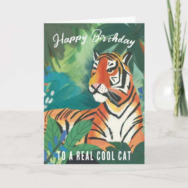 Jungle Tiger Glad födelsedag Grattiskort Kort (Framsida)