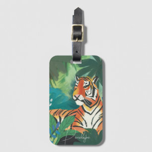 Jungle Tiger Illustration med Namn Bagagebricka