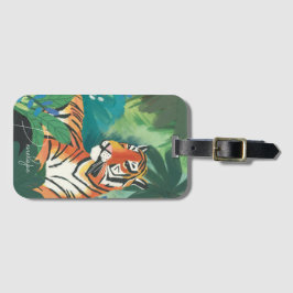 Jungle Tiger Illustration med Namn Bagagebricka