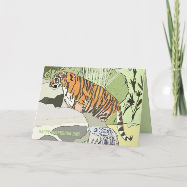 Jungle Tiger Lycklig Grrr Day Birthday Kort (Framsida)