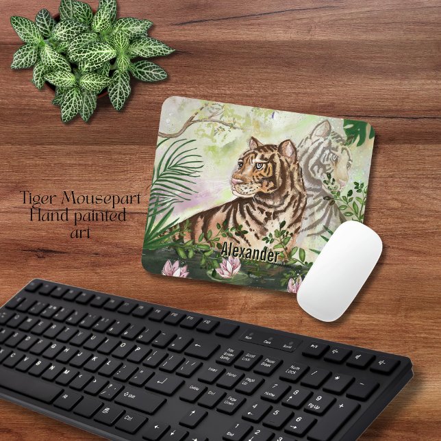 Jungle Tiger och Vatten Lilies Personlig Musmatta (Jungle Tiger and Water Lilies Personalized Mouse Pad)