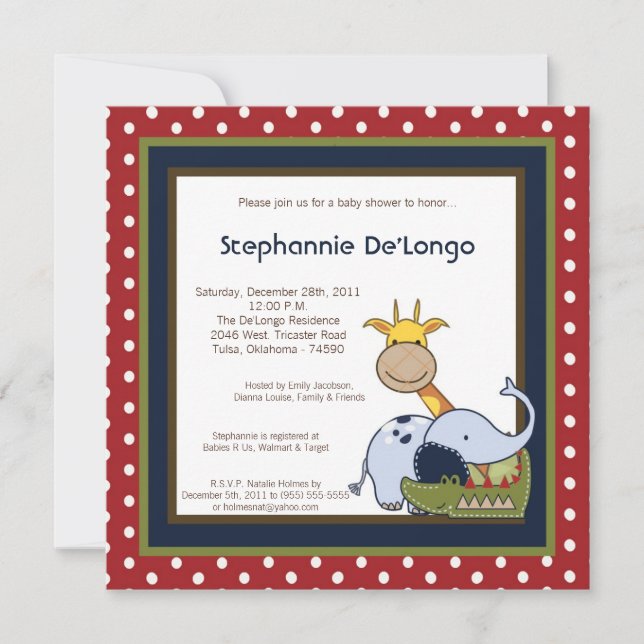 Jungle Time Zoo Animals Lio Baby Shower-inbjudan Inbjudningar (Framsida)