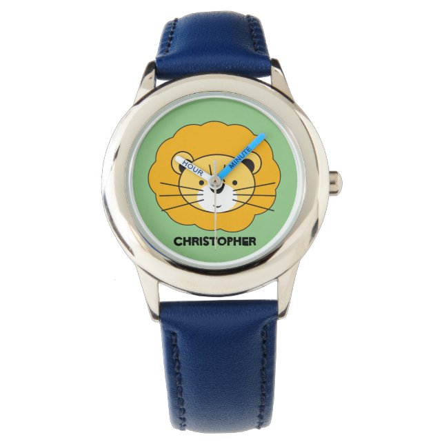 "Jungle Timekeeper" - Personlig Blue Lejon Safar Armbandsur (Framsida)
