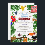 Jungle Tropical Grönt Summer Kids Birthday Inbjudningar<br><div class="desc">Födelsemeddelandet om födelsedagsfest innehåller uggla,  papegoja,  tukan,  några små fåglar och baby-fåglar i djungelns bo. Lycklig BIRDDAY-grabben! Inbjudan dina vänner till ditt bo! #bird-djungel #sommar #födelsefödelsedag #tropical #födelsedags inbjudningar #Kidsfödelsedag inbjudningar #Söt #children #chilenborn Day party #forchildren #toucan #birdnest #parrot #uggla #smittbird</div>