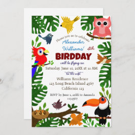 Jungle Tropical Grönt Summer Kids Birthday Inbjudningar